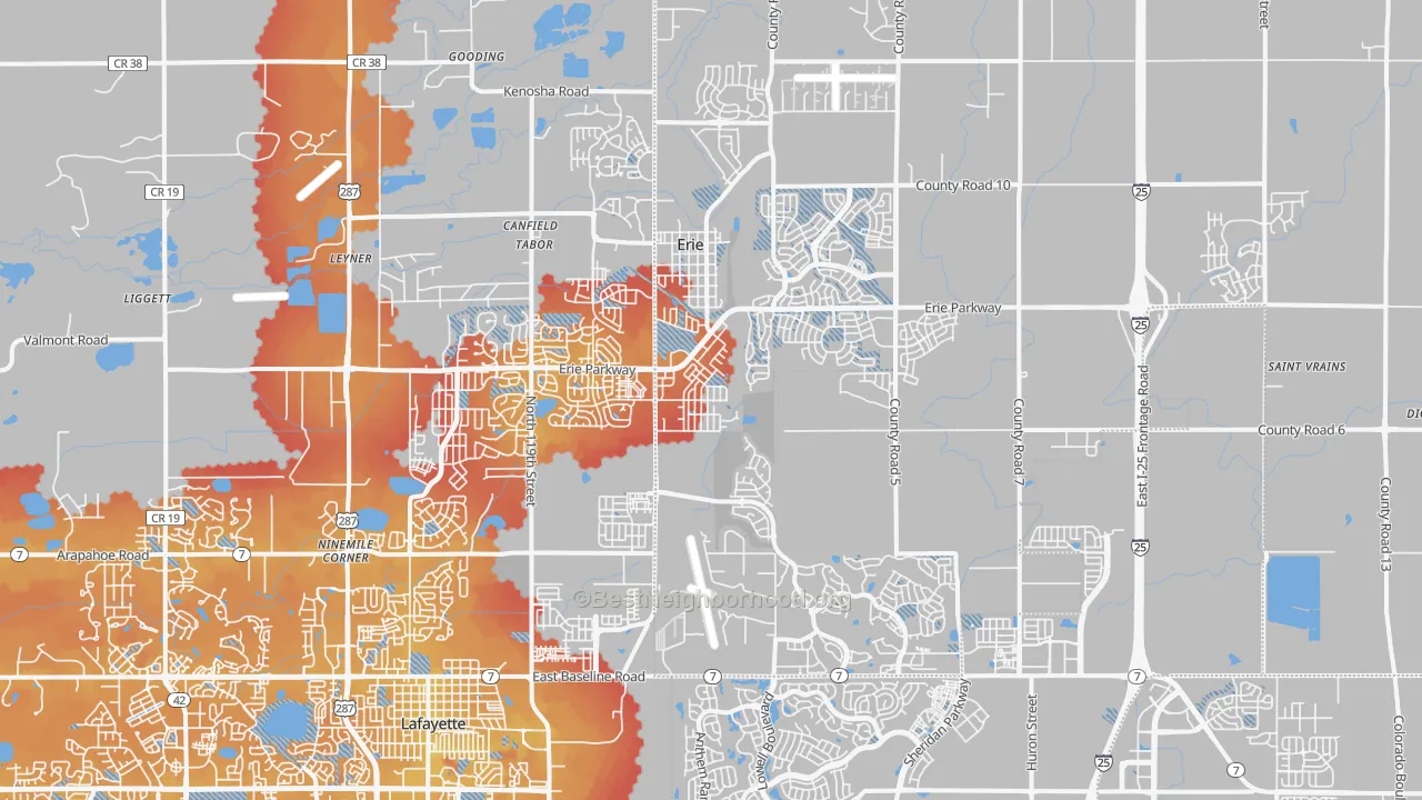 Transit Grade map of Erie, CO