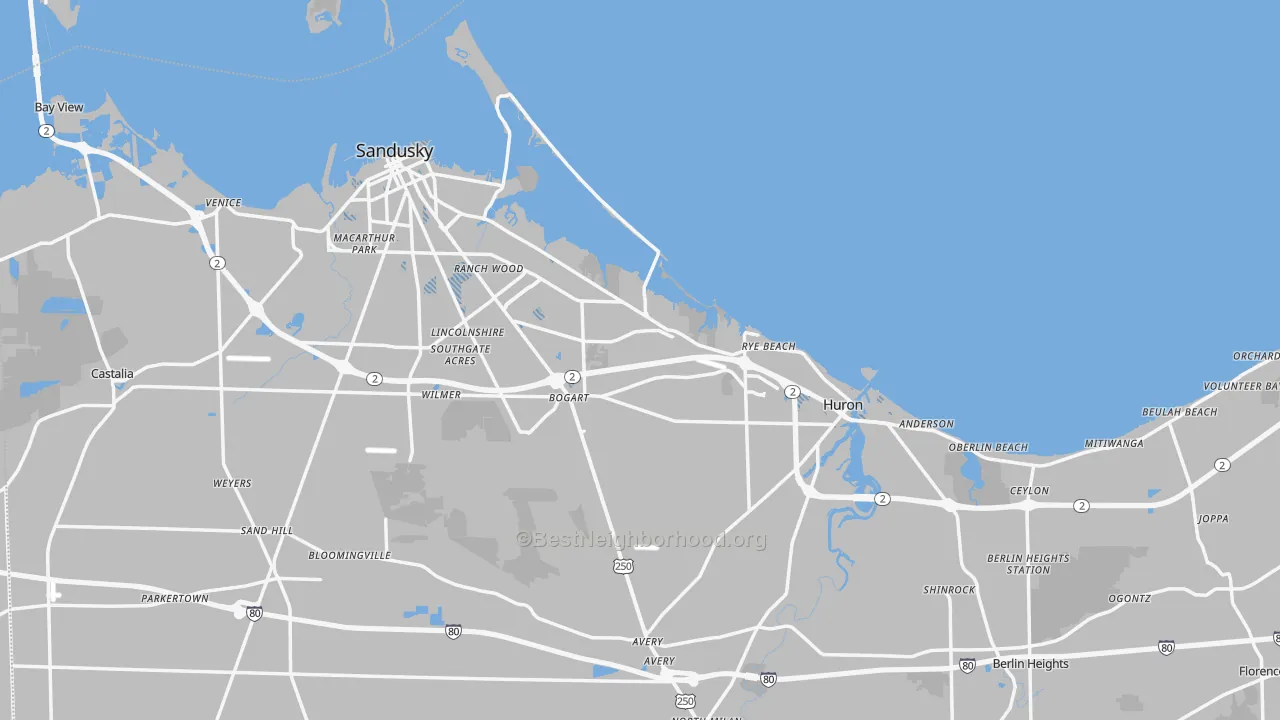 Transit Grade map of Erie County, OH