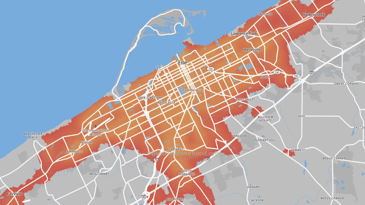Transit Grade map of Erie, PA
