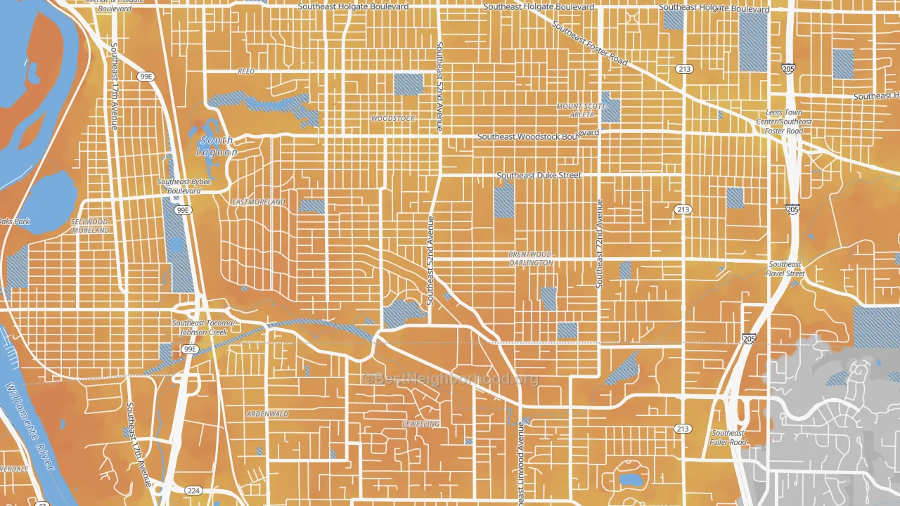 Transit Grade map of Errol Heights, Portland, OR