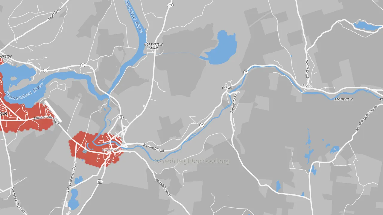 Transit Grade map of Erving, MA