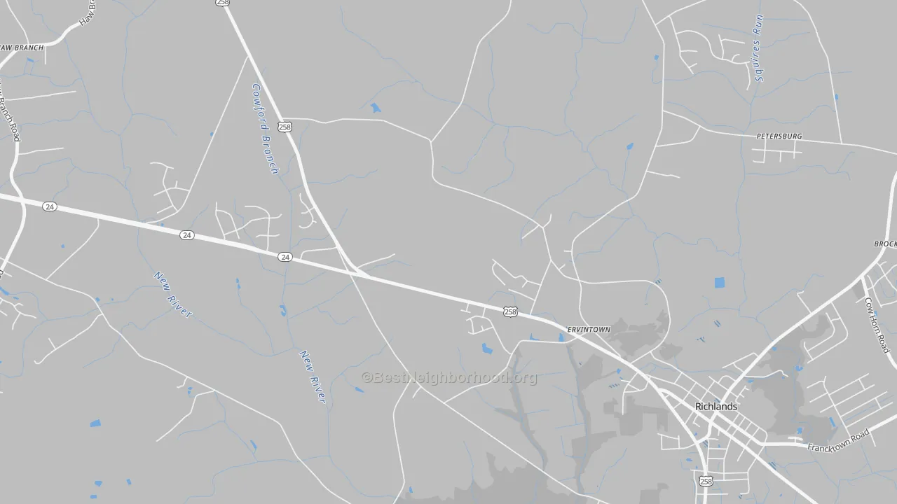 Transit Grade map of Ervintown, NC