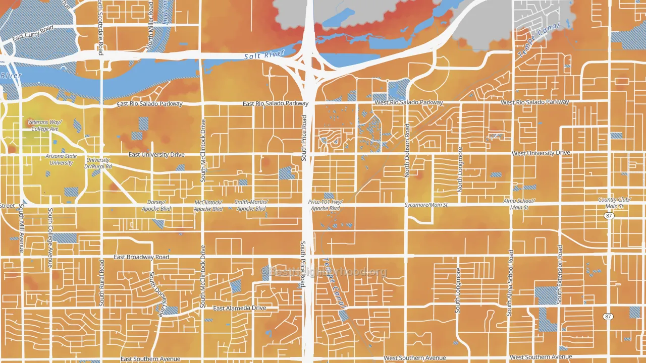 Transit Grade map of Escalante, Tempe, AZ