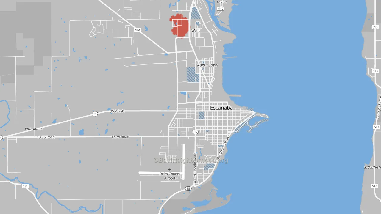 Transit Grade map of Escanaba, MI