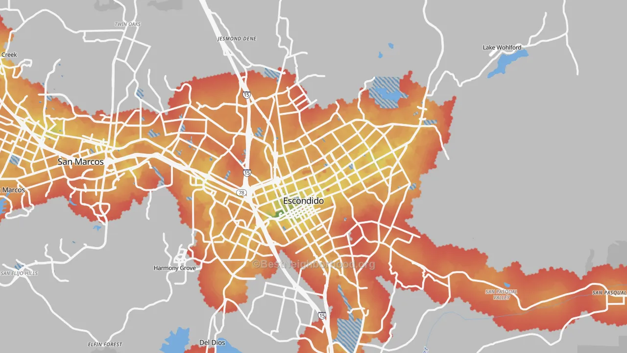 Transit Grade map of Escondido, CA