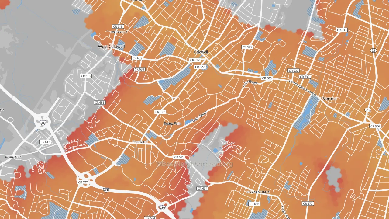 Transit Grade map of Essex Fells, NJ