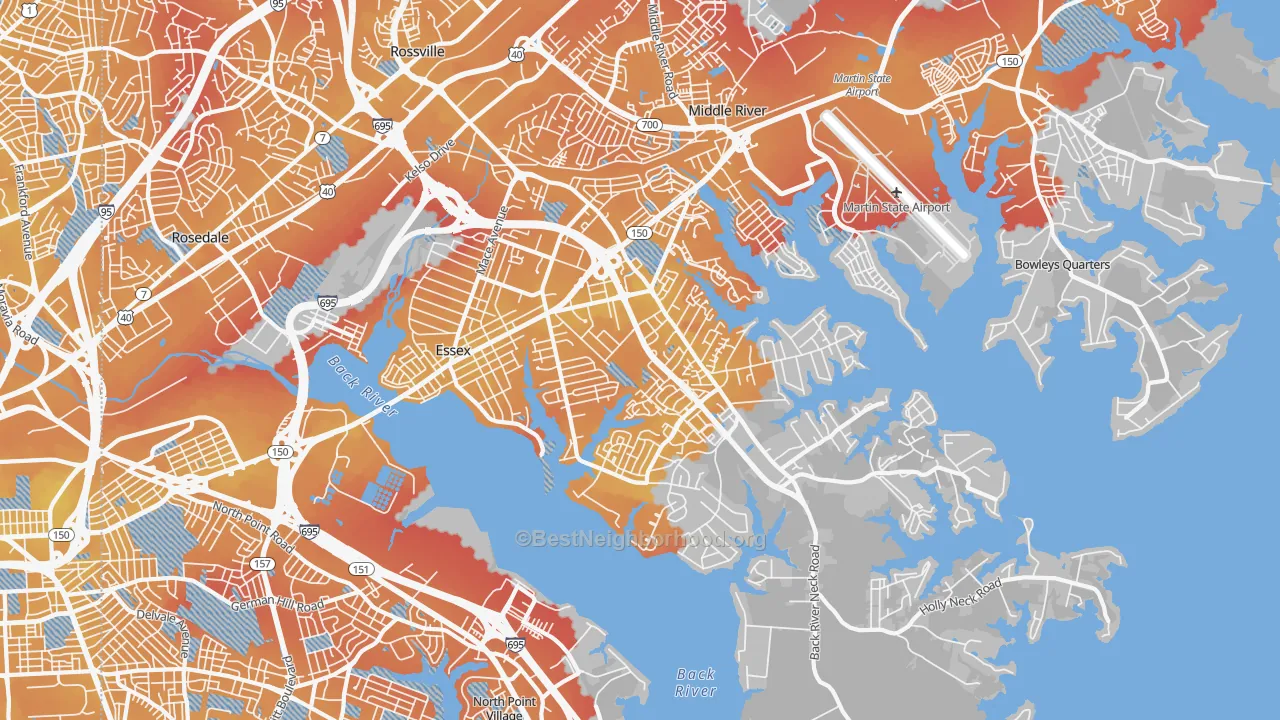 Transit Grade map of Essex, MD