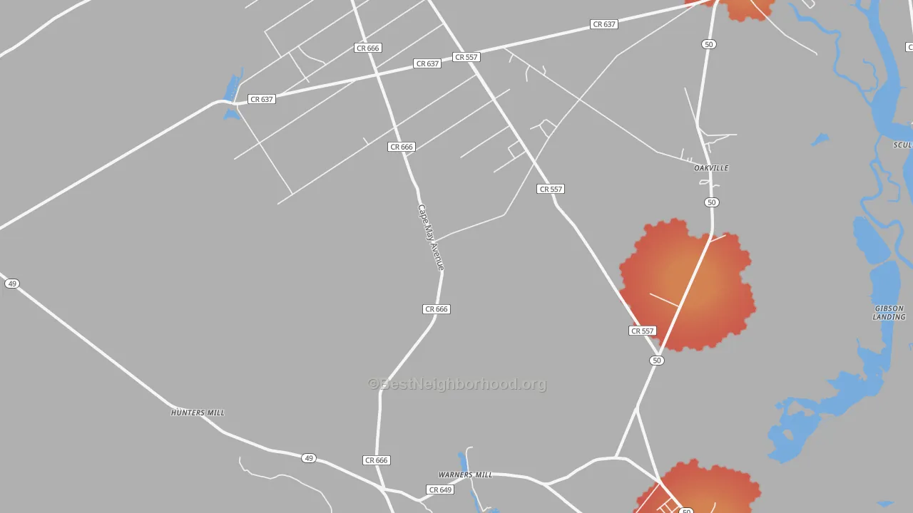 Transit Grade map of Estelville, NJ