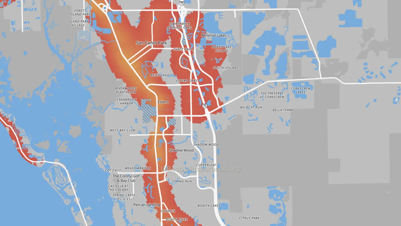 Transit Grade map of Estero, FL