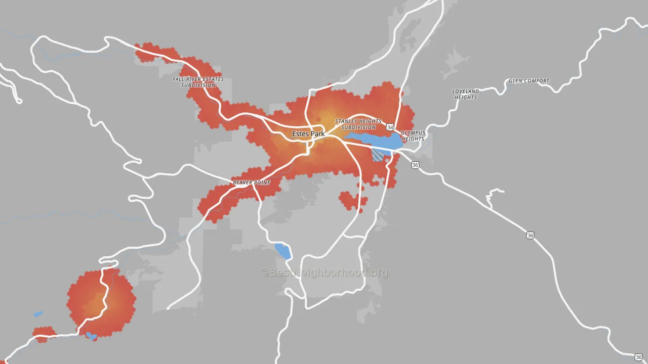 Transit Grade map of Estes Park, CO