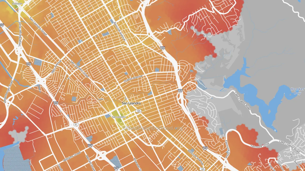 Transit Grade map of Estudillo Estates-Glen, San Leandro, CA