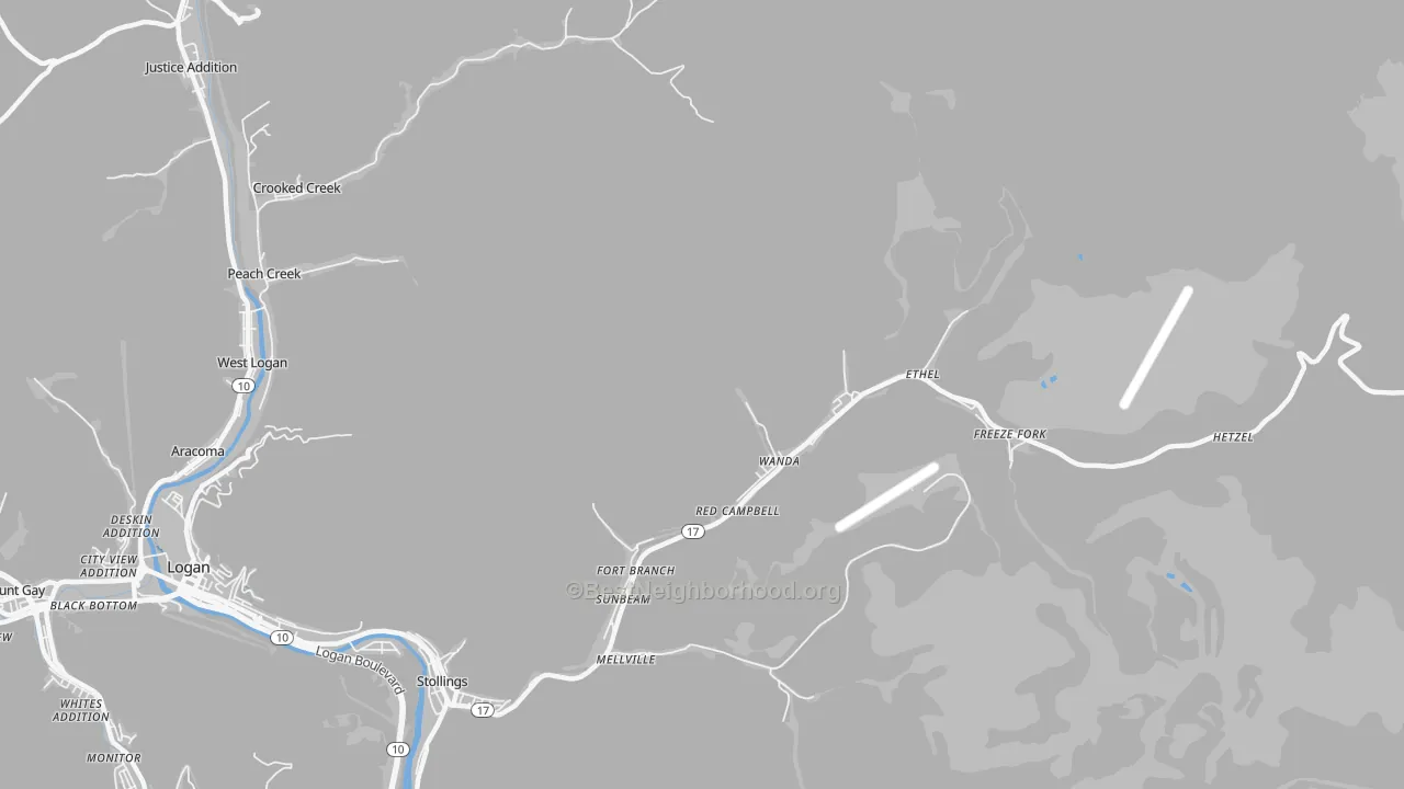 Transit Grade map of Ethel, WV