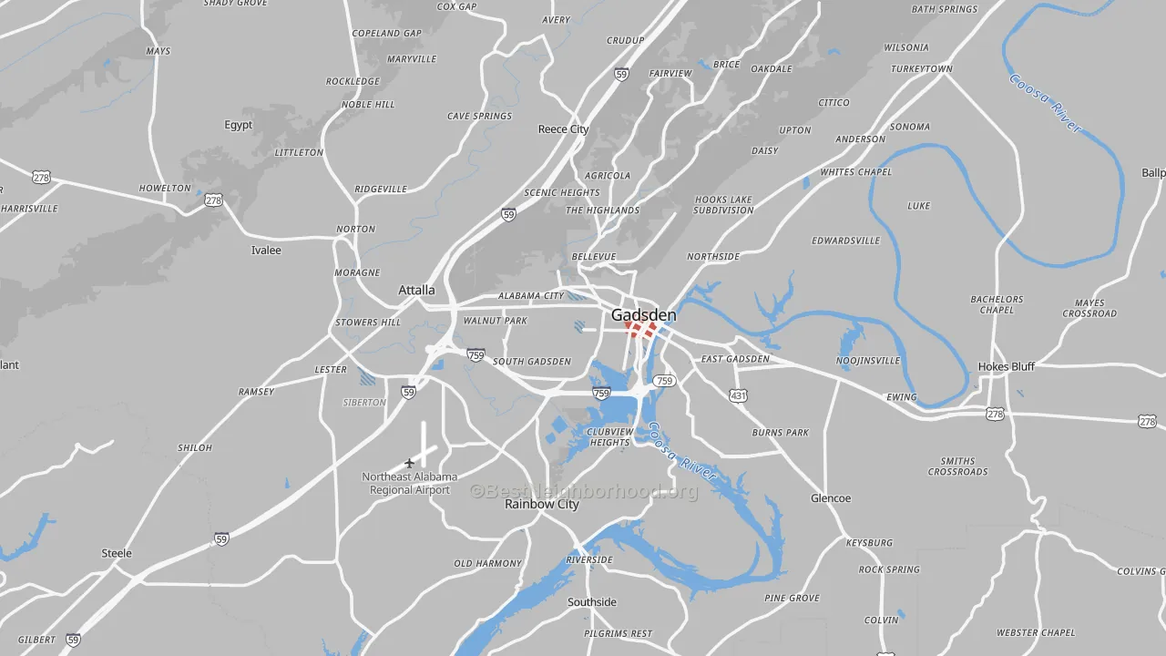 Transit Grade map of Etowah County, AL