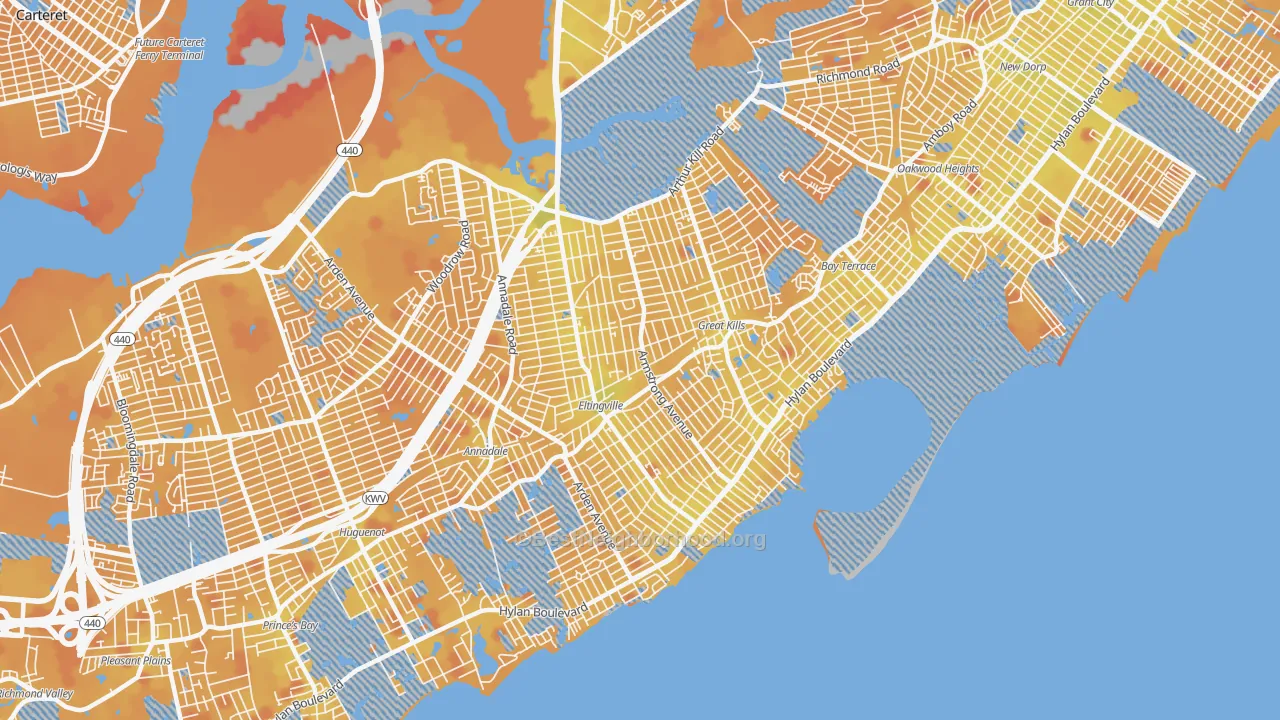 Transit Grade map of Ettingville, Staten Island, NY
