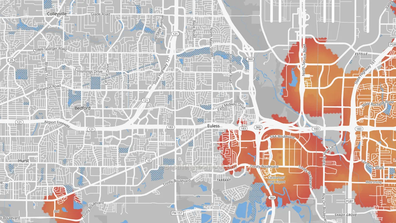 Transit Grade map of Euless, TX