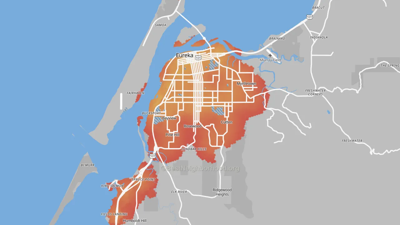 Transit Grade map of Eureka, CA
