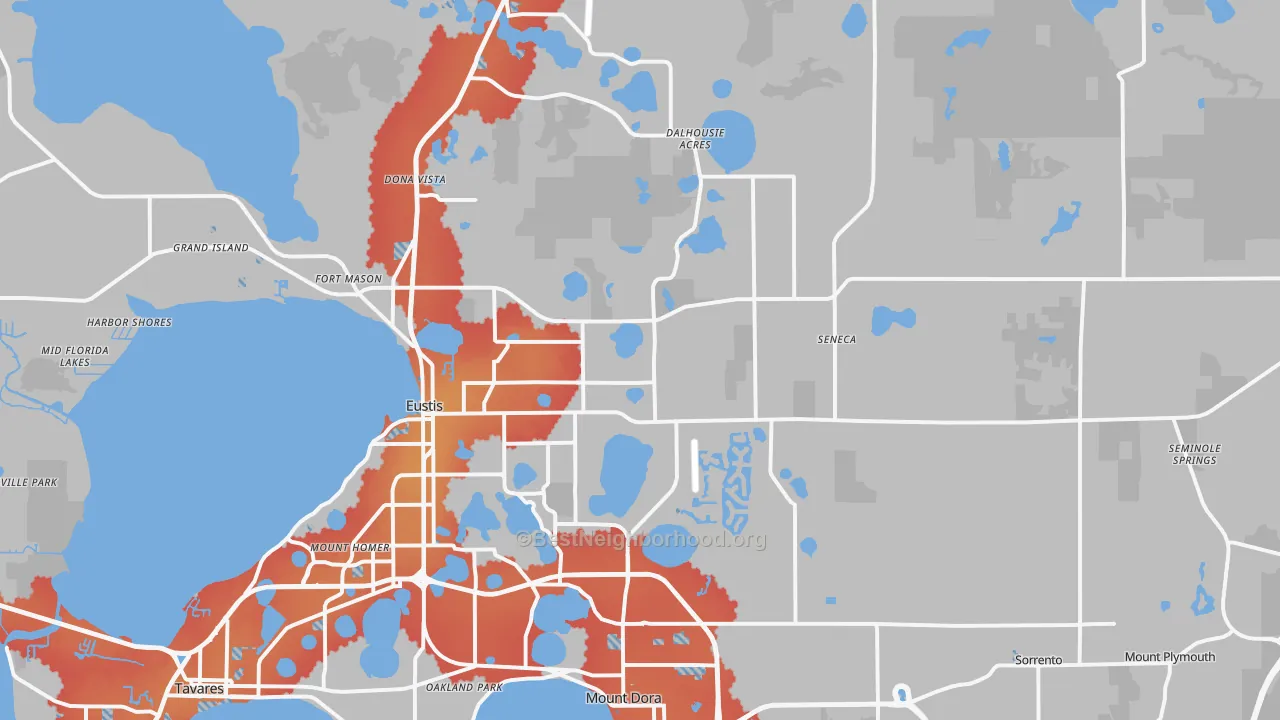 Transit Grade map of Eustis, FL