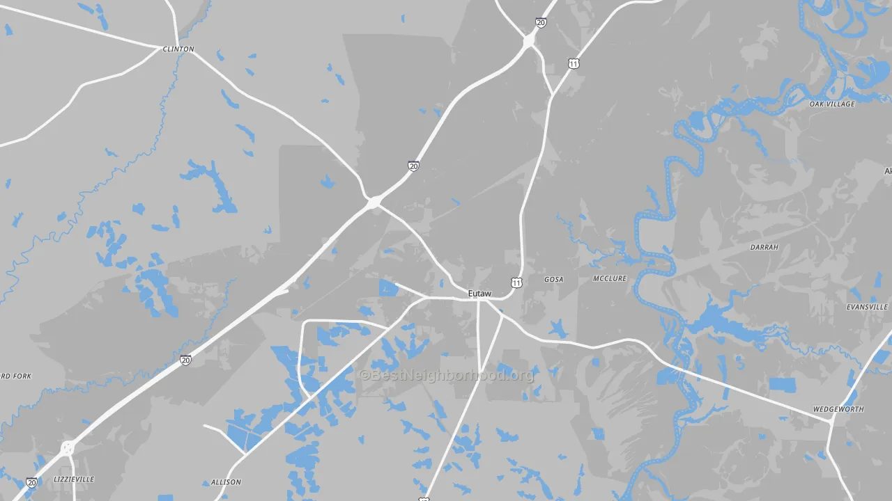 Transit Grade map of Eutaw, AL