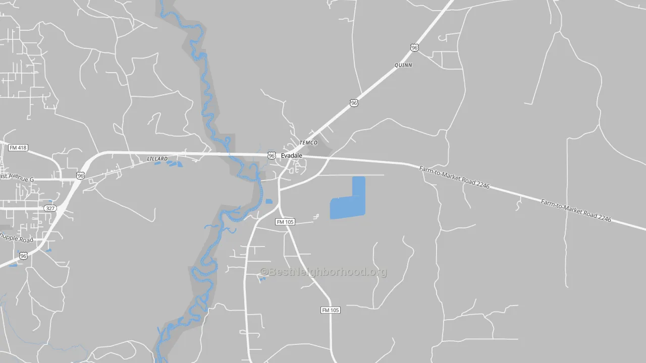 Transit Grade map of Evadale, TX