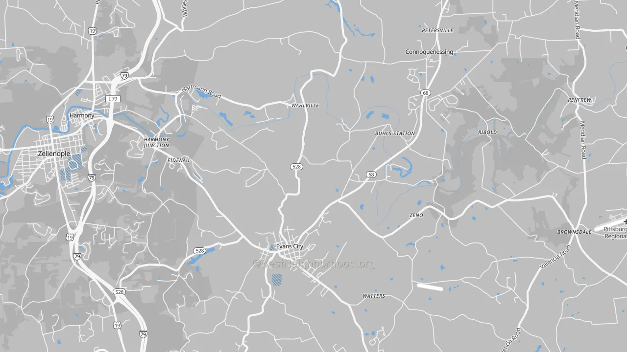 Transit Grade map of Evans City, PA