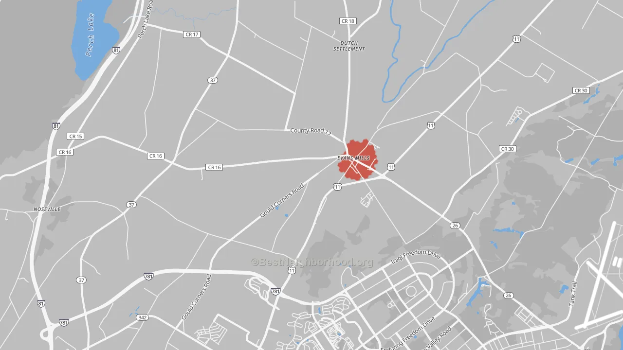 Transit Grade map of Evans Mills, NY