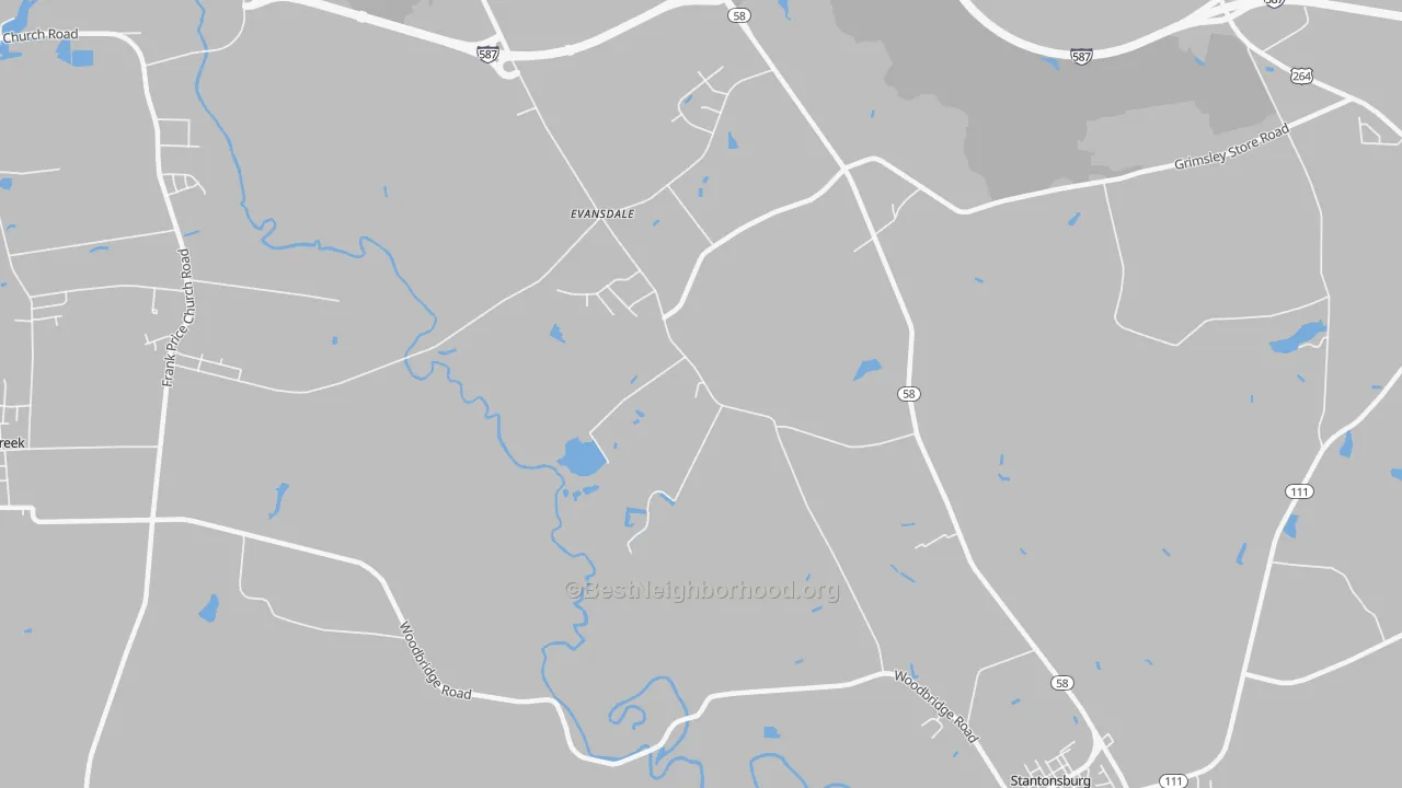 Transit Grade map of Evansdale, NC