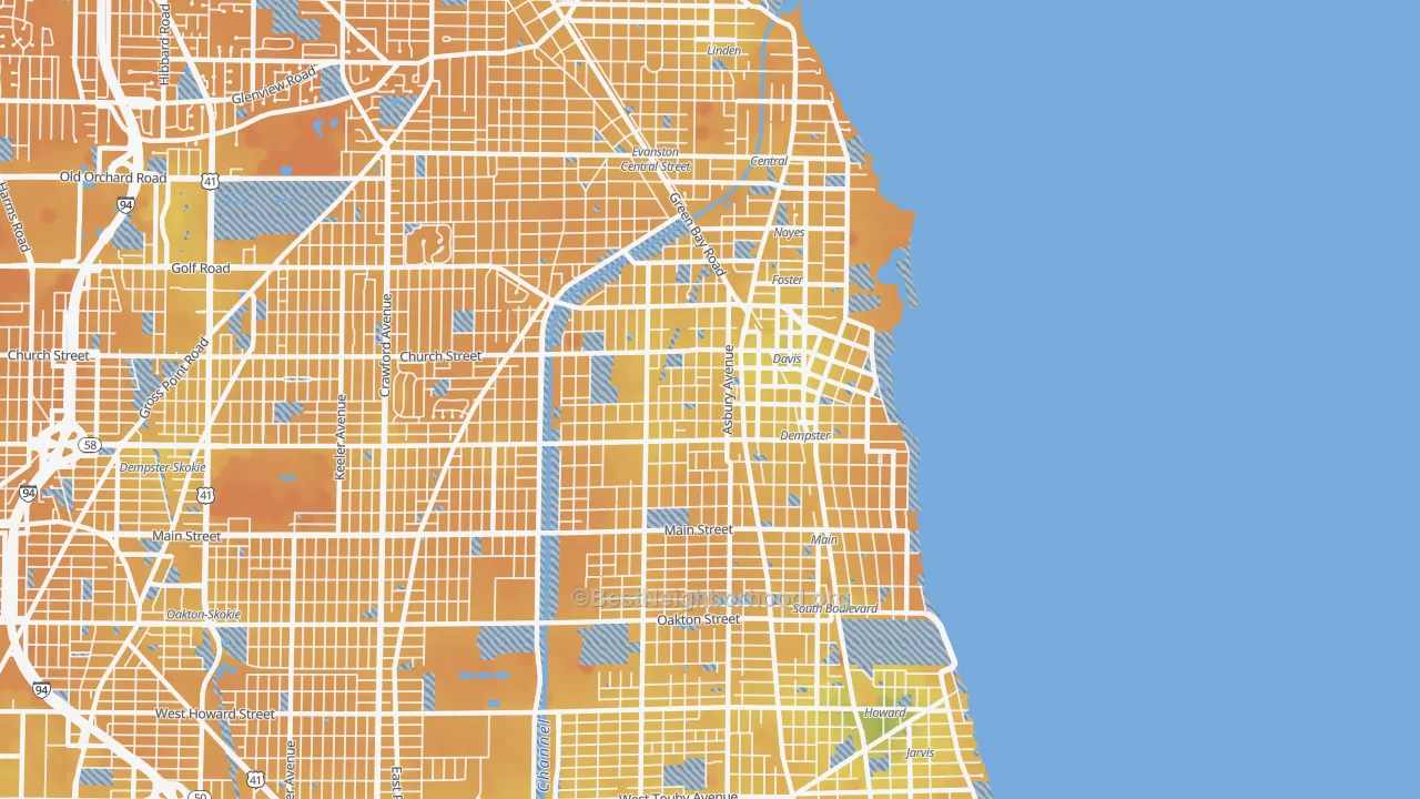 Transit Grade map of Evanston, IL