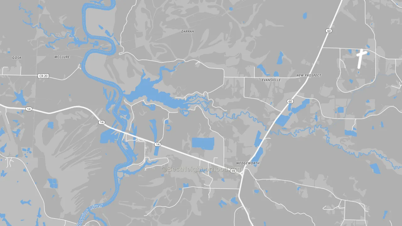 Transit Grade map of Evansville, AL