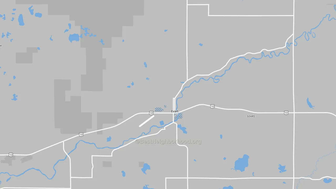 Transit Grade map of Evart, MI