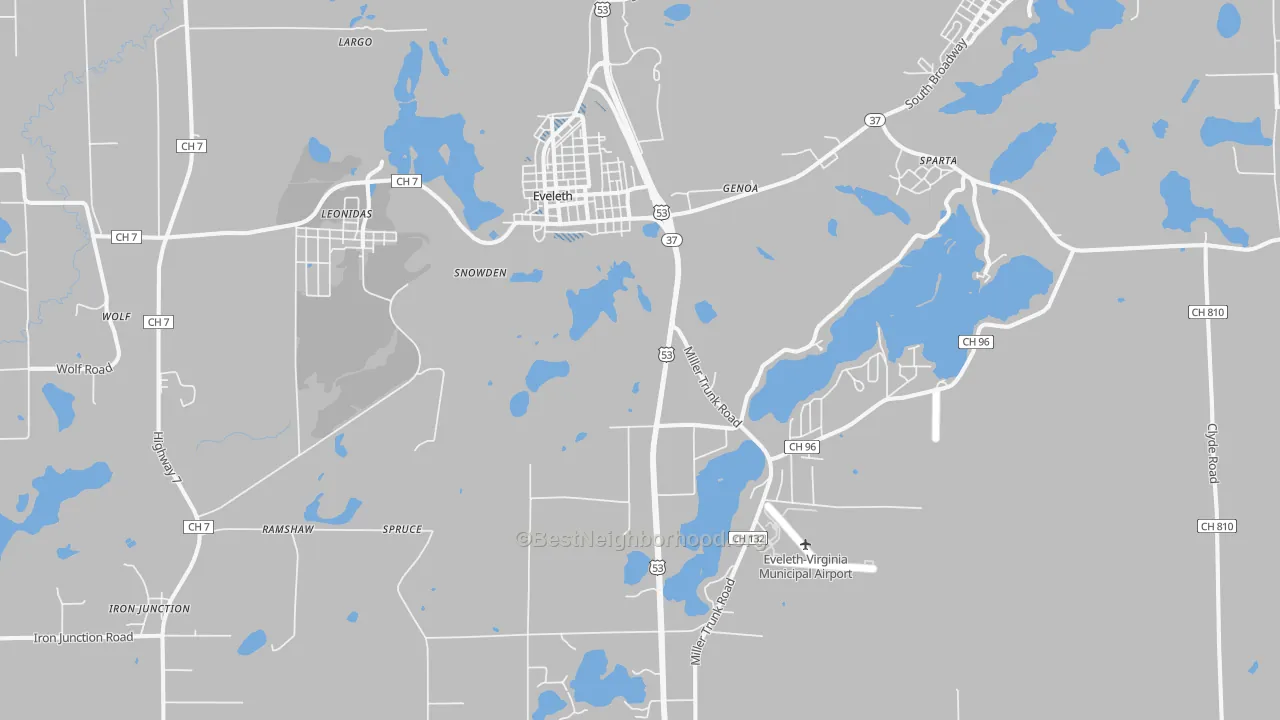 Transit Grade map of Eveleth, MN
