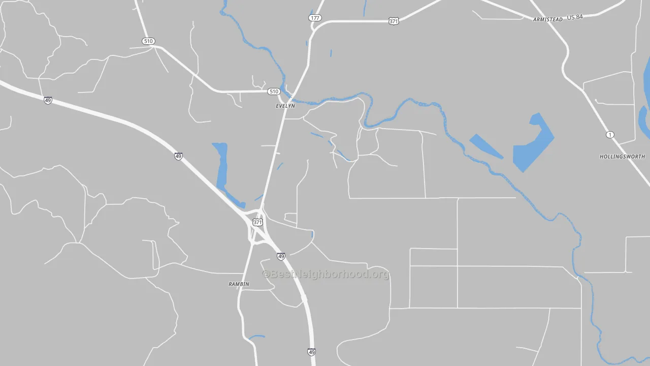 Transit Grade map of Evelyn, LA