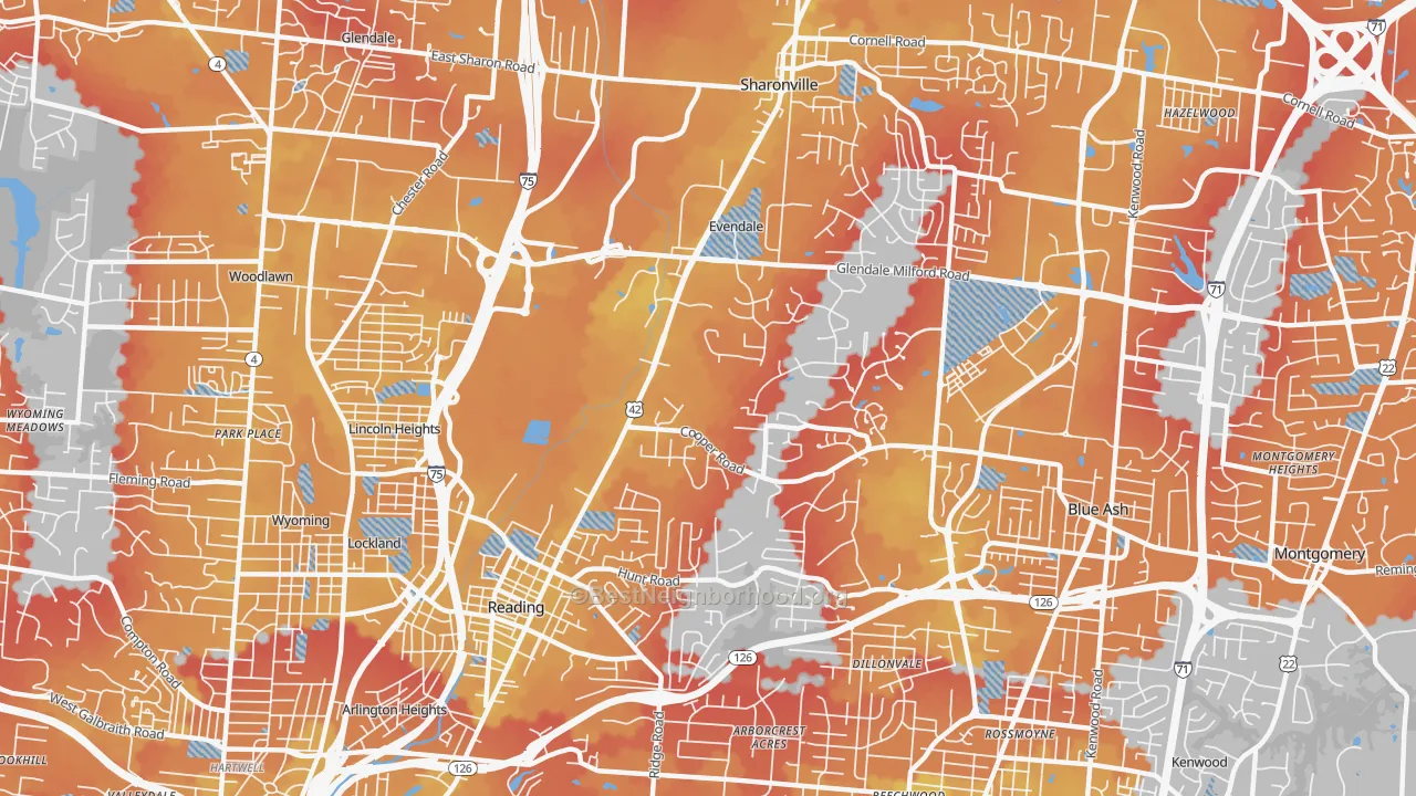 Transit Grade map of Evendale, OH