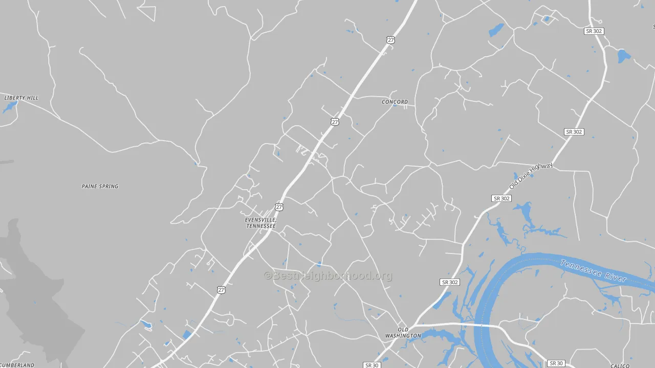 Transit Grade map of Evensville, TN