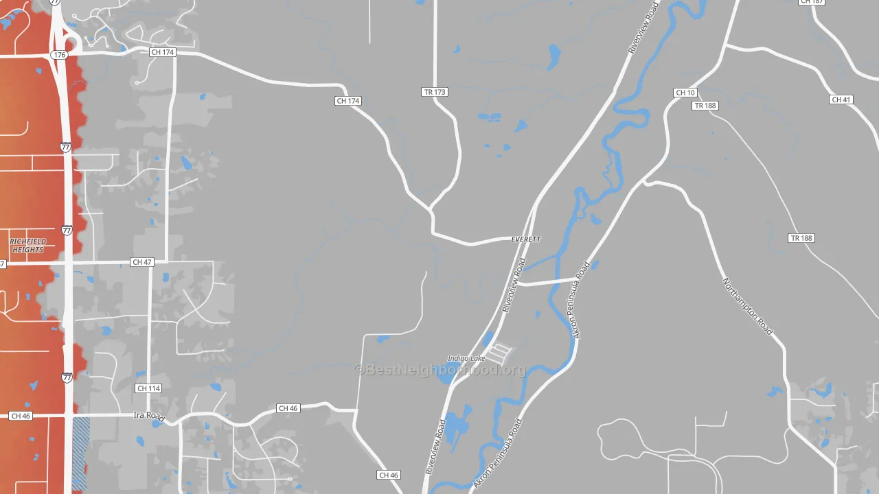Transit Grade map of Everett, OH