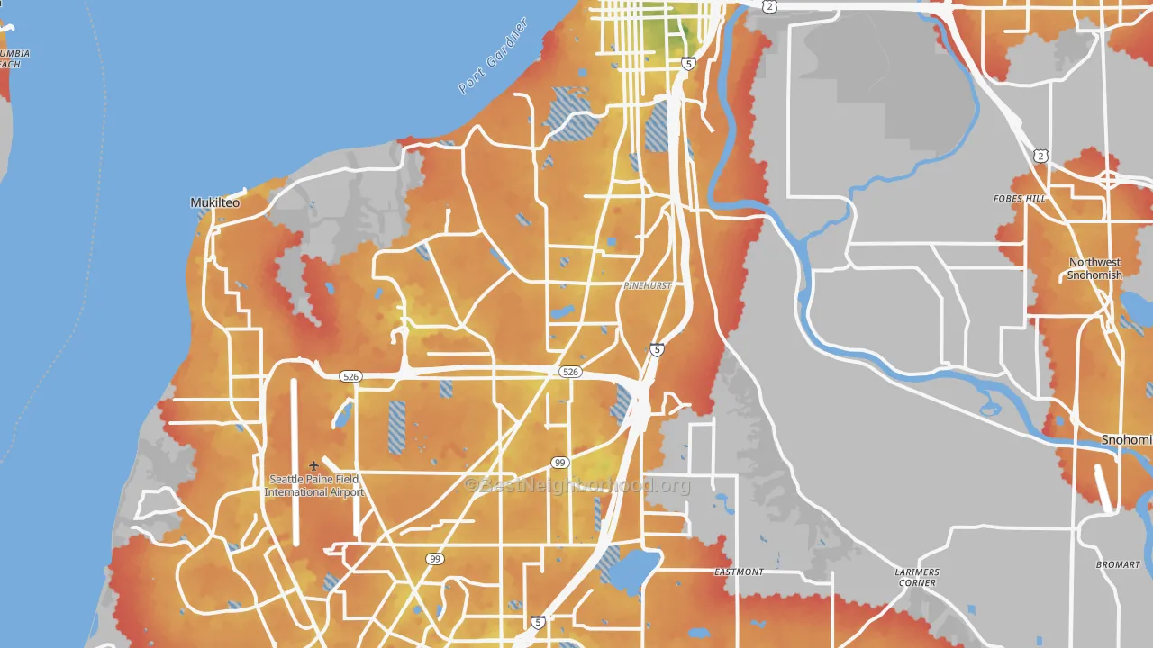 Transit Grade map of Everett, WA
