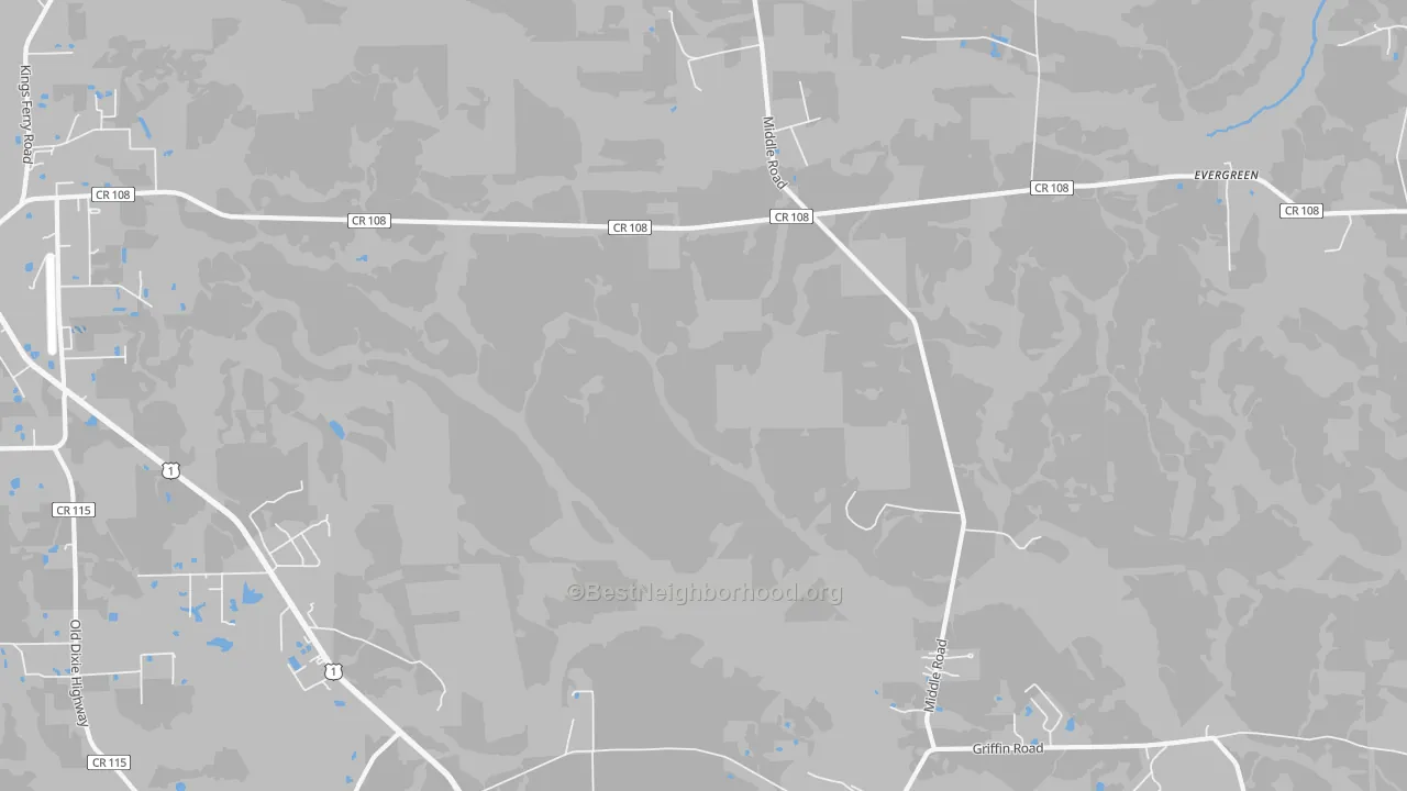 Transit Grade map of Evergreen, FL