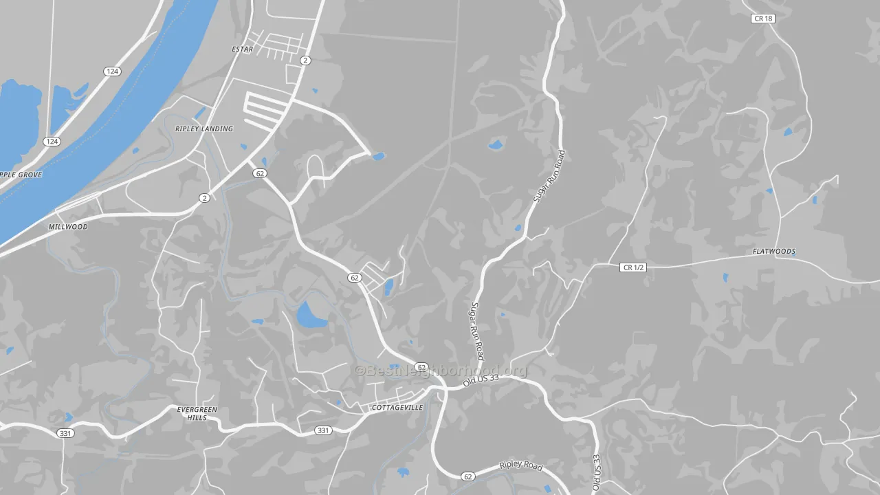 Transit Grade map of Evergreen Hills, WV