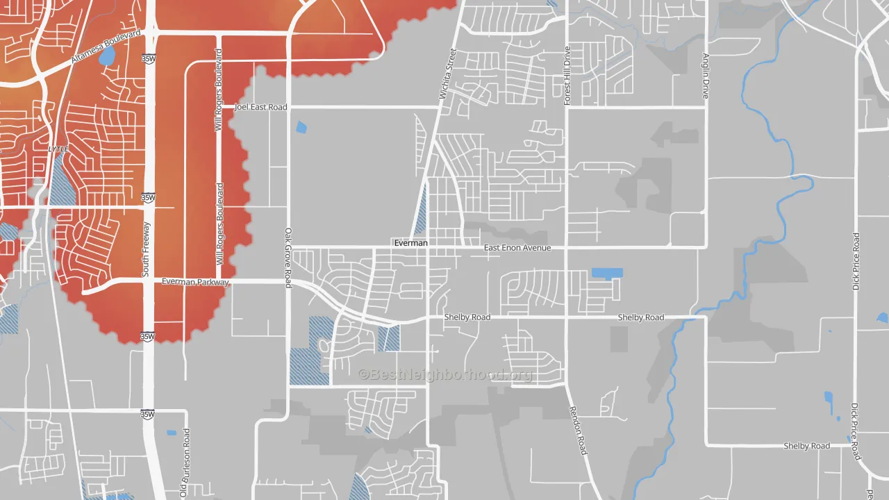 Transit Grade map of Everman, TX
