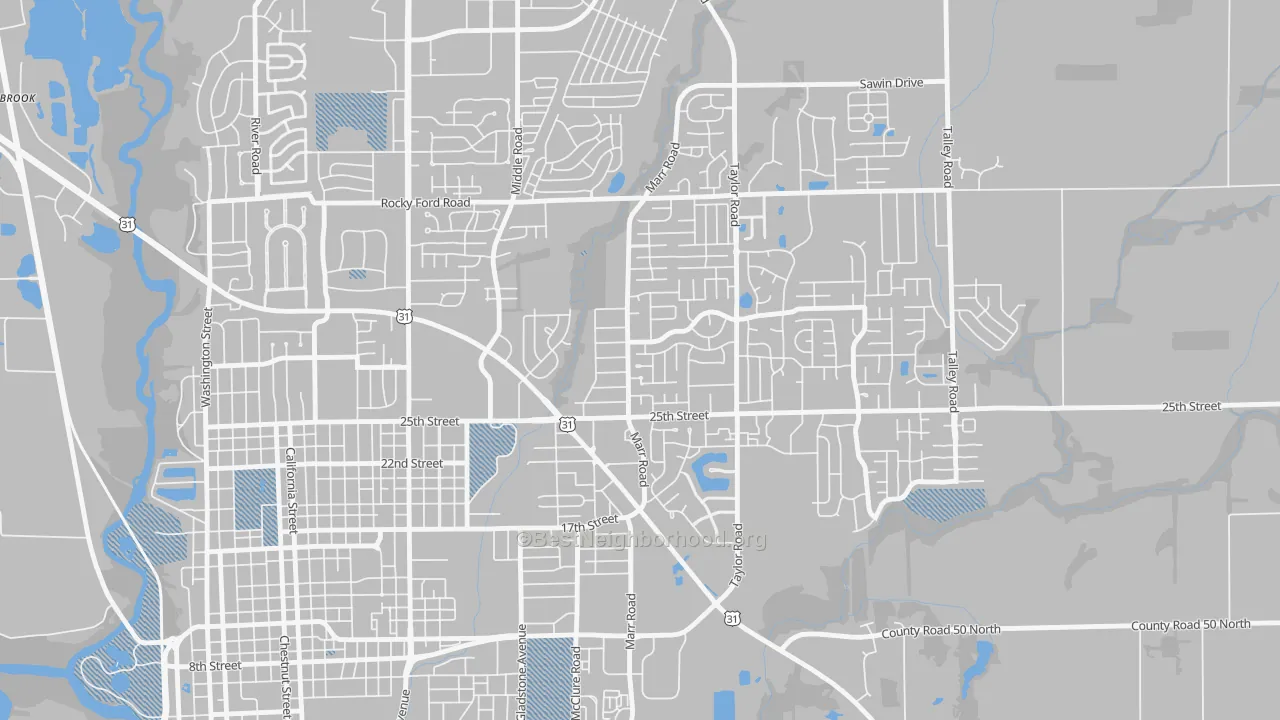 Transit Grade map of Everroad Park, Columbus, IN