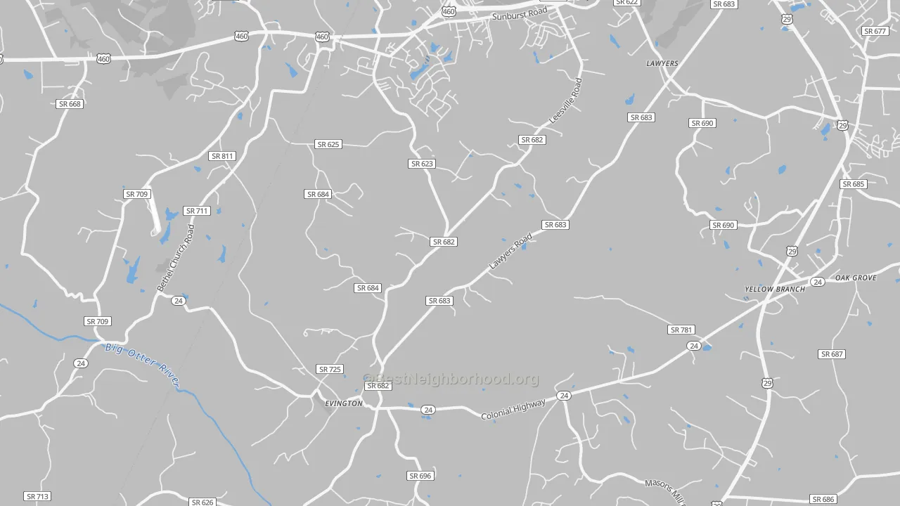 Transit Grade map of Evington, VA