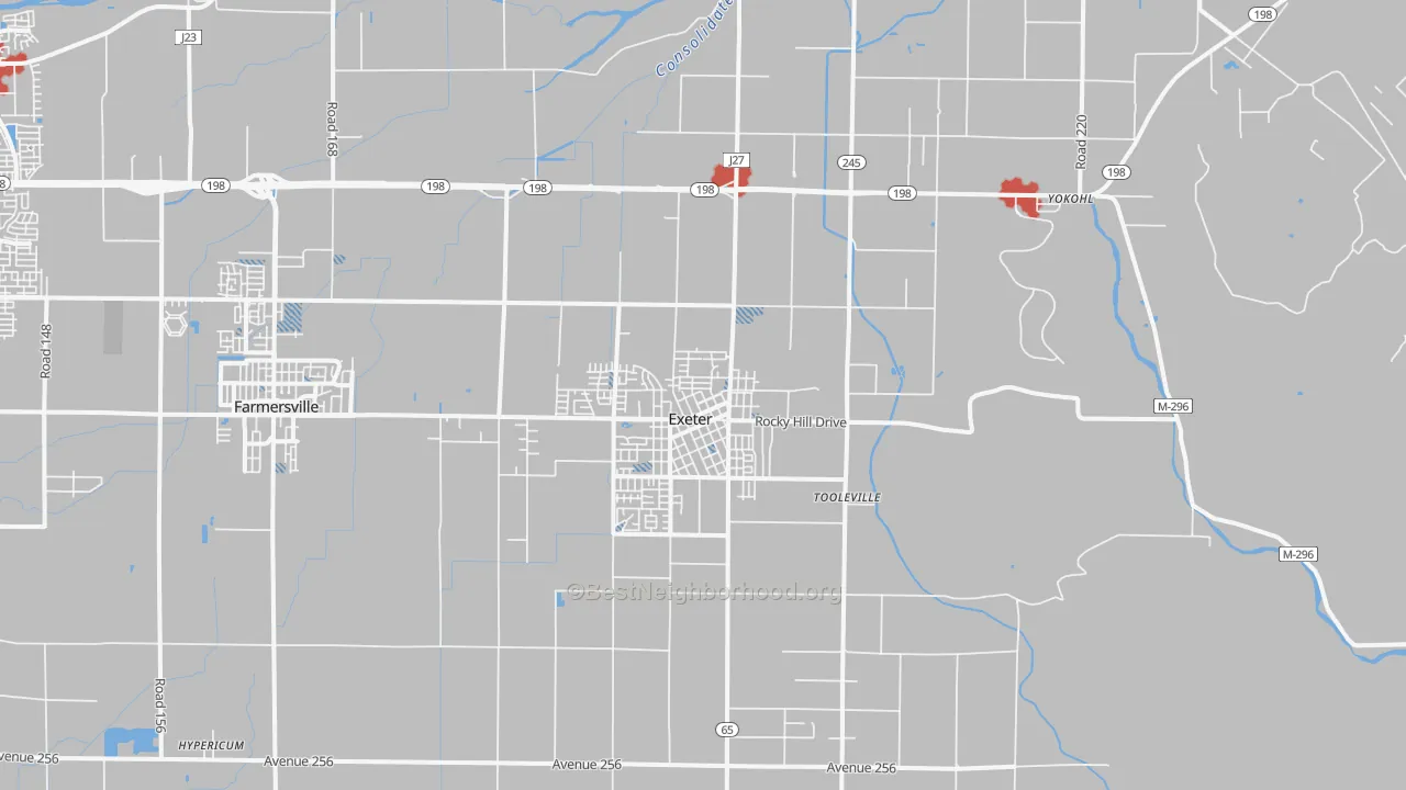 Transit Grade map of Exeter, CA