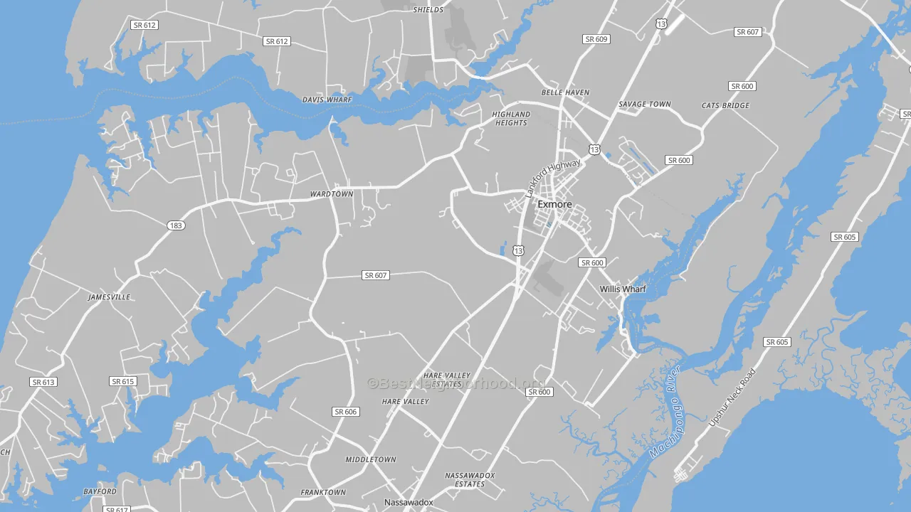 Transit Grade map of Exmore, VA