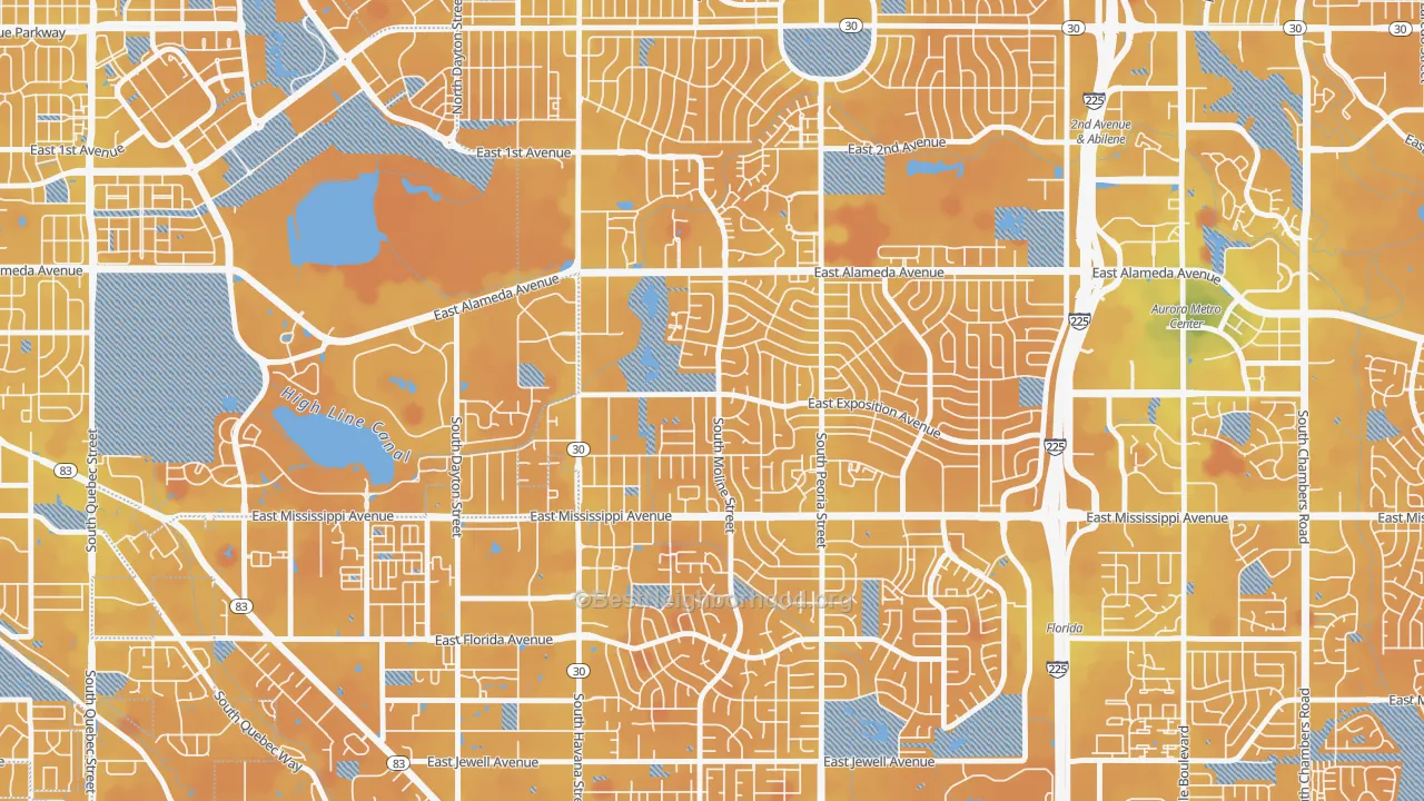 Transit Grade map of Expo Park, Aurora, CO