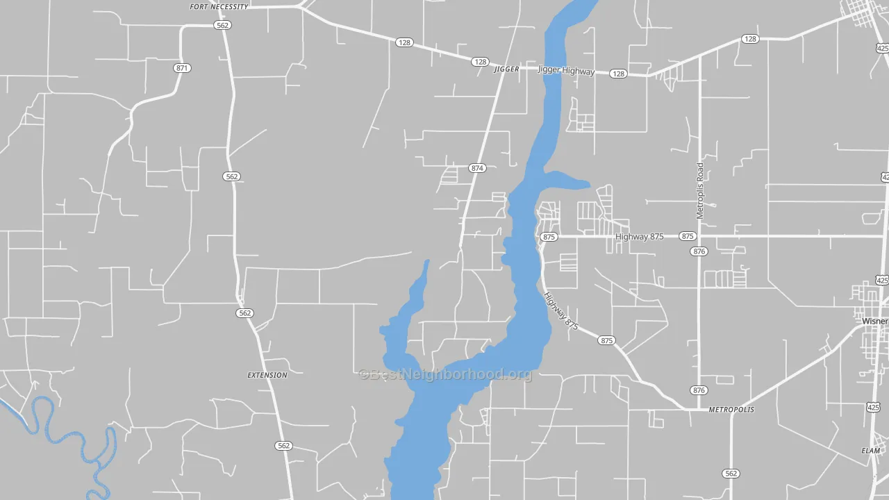 Transit Grade map of Extension, LA
