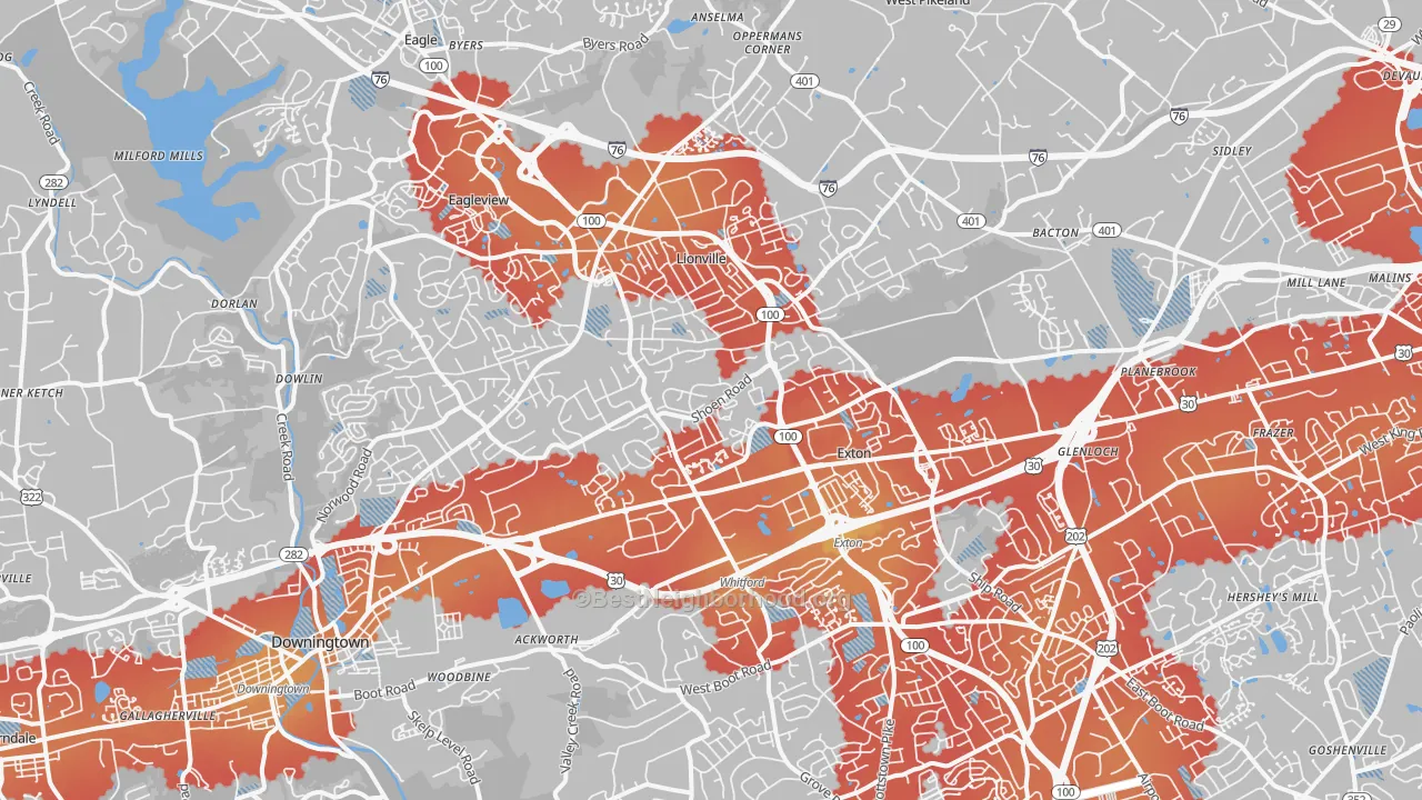 Transit Grade map of Exton, PA