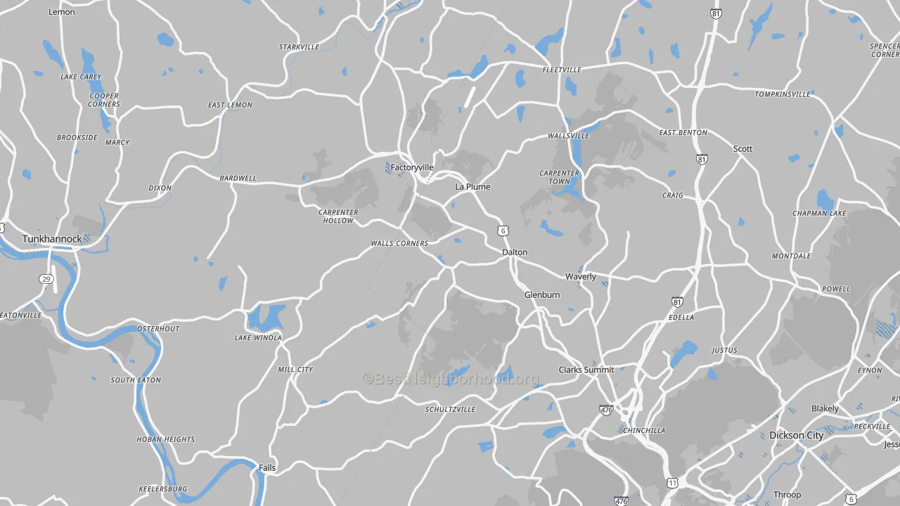 Transit Grade map of Factoryville, PA