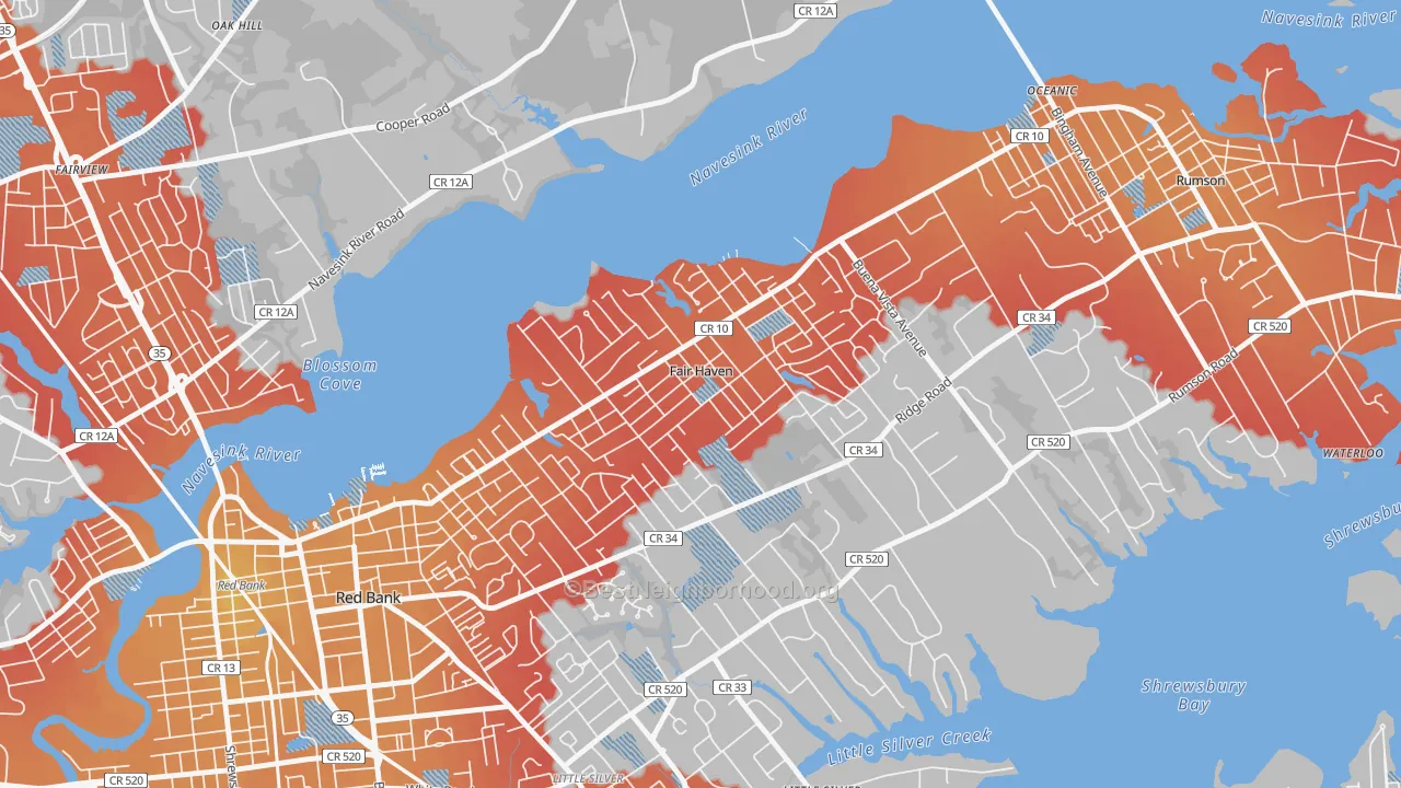 Transit Grade map of Fair Haven, NJ