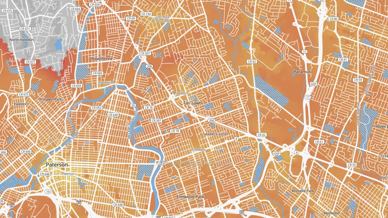 Transit Grade map of Fair Lawn, NJ
