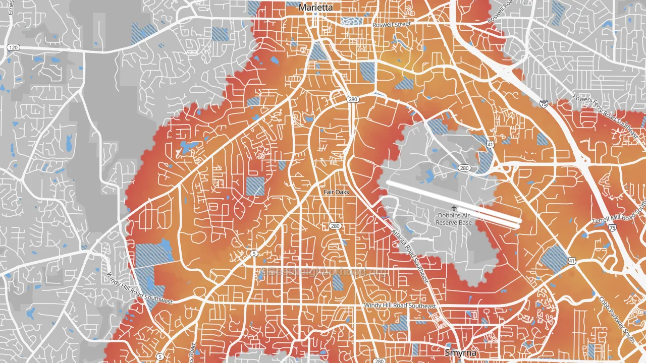 Transit Grade map of Fair Oaks, GA