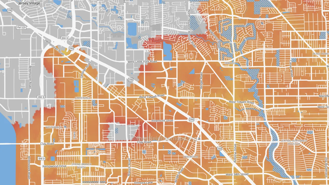 Transit Grade map of Fairbanks-Northwest Crossing, Houston, TX